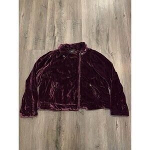 Torrid Crushed Velvet Moto Jacket Size 1 XL Deep Purple Asymmetric Zip Pockets